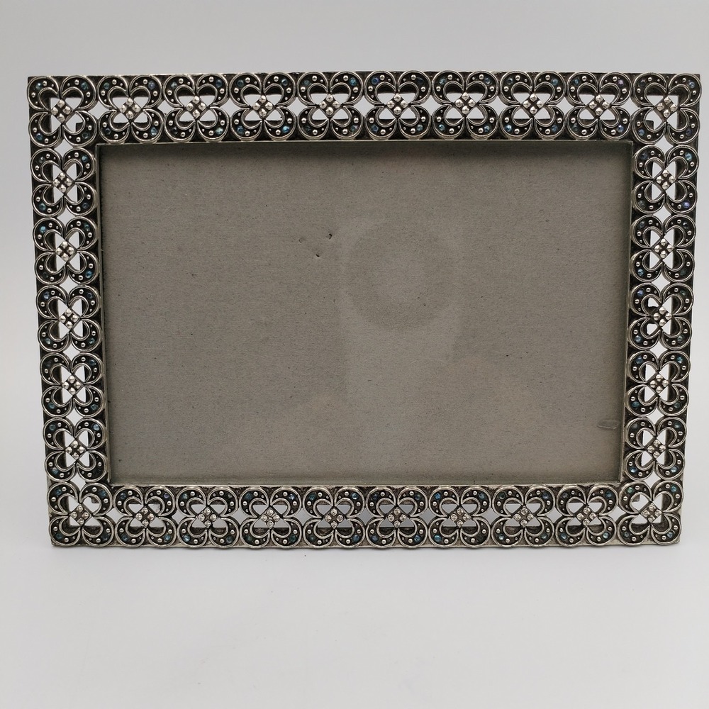 Elsa L Silver Metal Filigree 5x7 Picture Frame Vintage Hollywood Regency Style